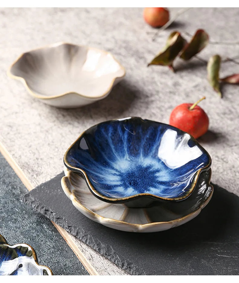 Japanese Ceramic Plate Retro Kiln Glaze Barbecue Mini