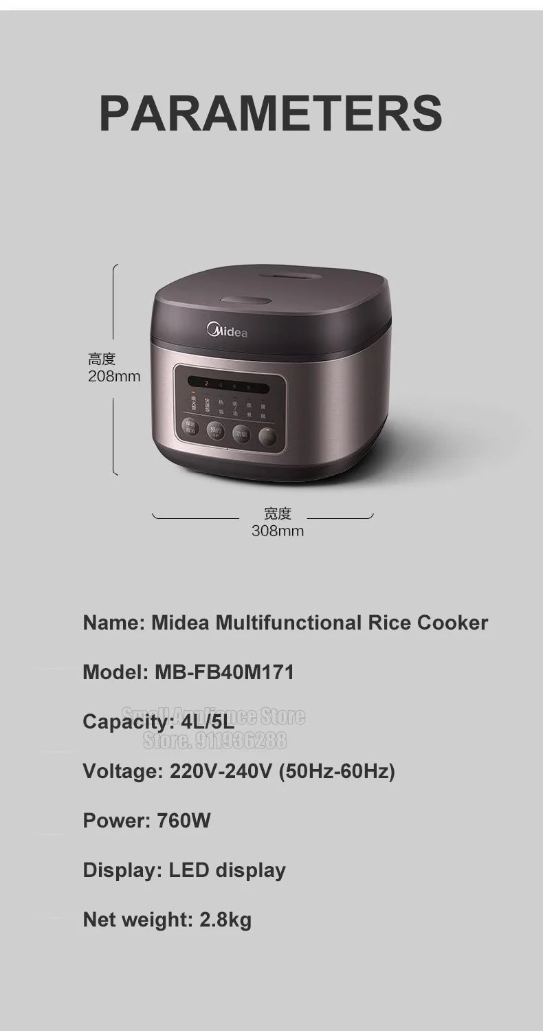 Midea Rice Cooker Large Capacity 4l/5l Suitable 2-10