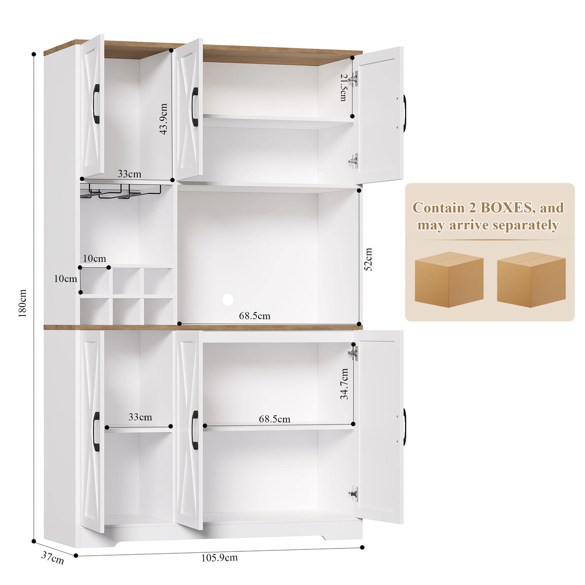 Wardrobe 106x180 Cm Wxh Buffet Wardrobe White Doors