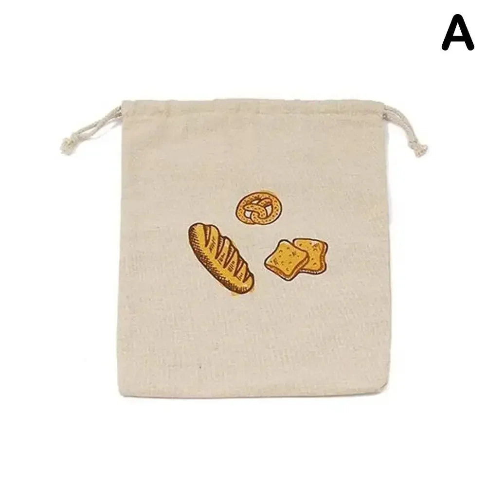 Linen Bread Bags Reusable Drawstring Large Washable Storage