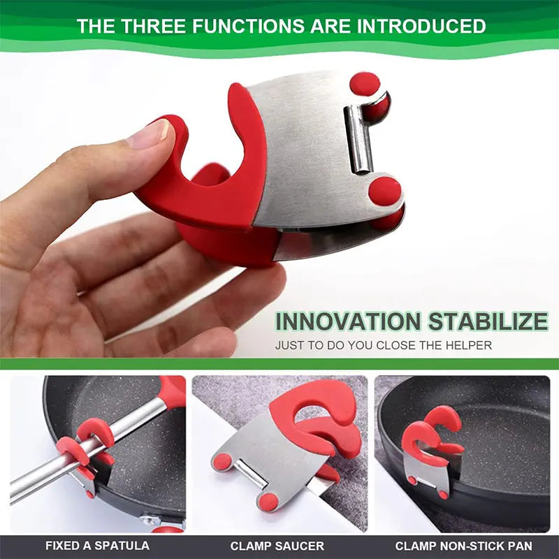 Stainless Steel Pot Clip Holder Spoon Rest Anti-Scald