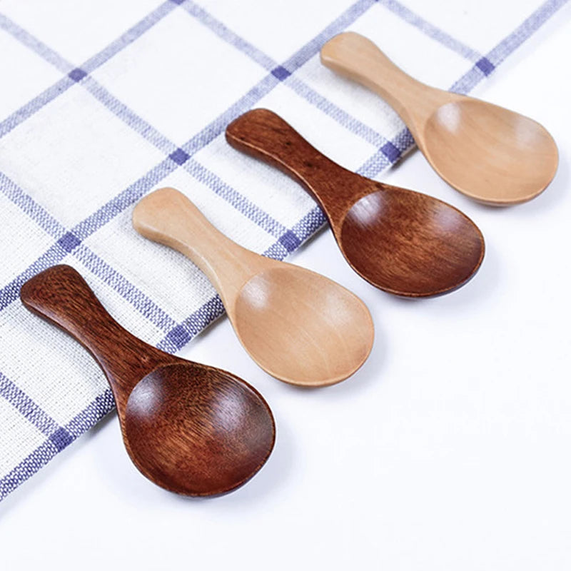 4pcs Mini Wooden Spoons Small Spice Condiment Spoon