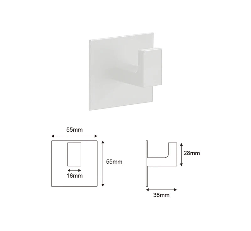 White Wall Hook Adhesive Towel Holder No Drill