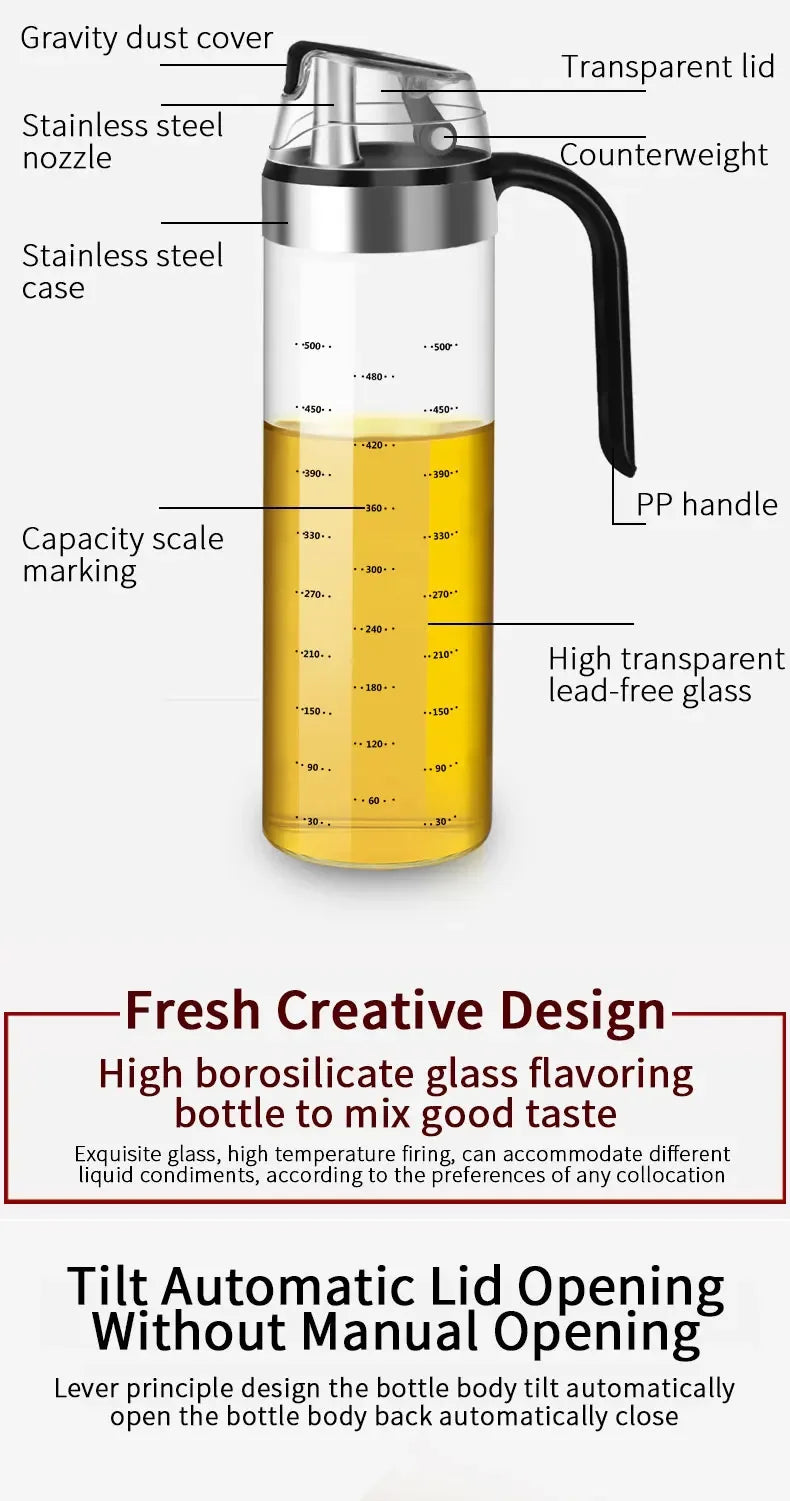 2pcs Cooking Seasoning Bottle Dispenser Sauce Bottle Glass