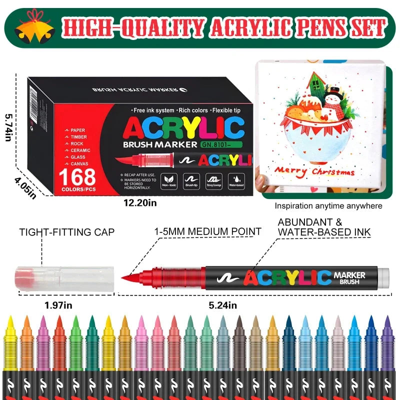 Guangna 120/168/240 Colors Acrylic Markers Dual Brush Pens