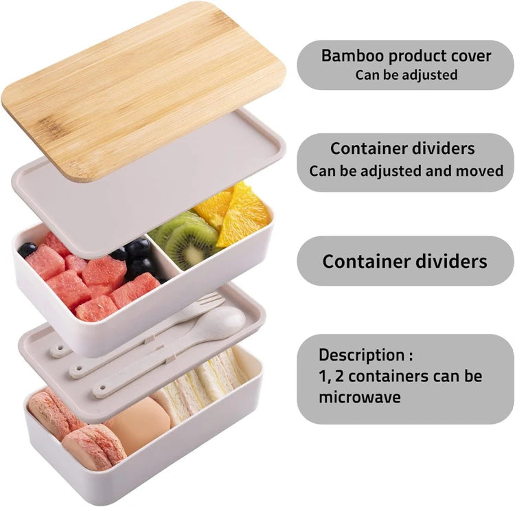 Stackable Bento Box Utensils 1200ml All-In-One Meal Prep