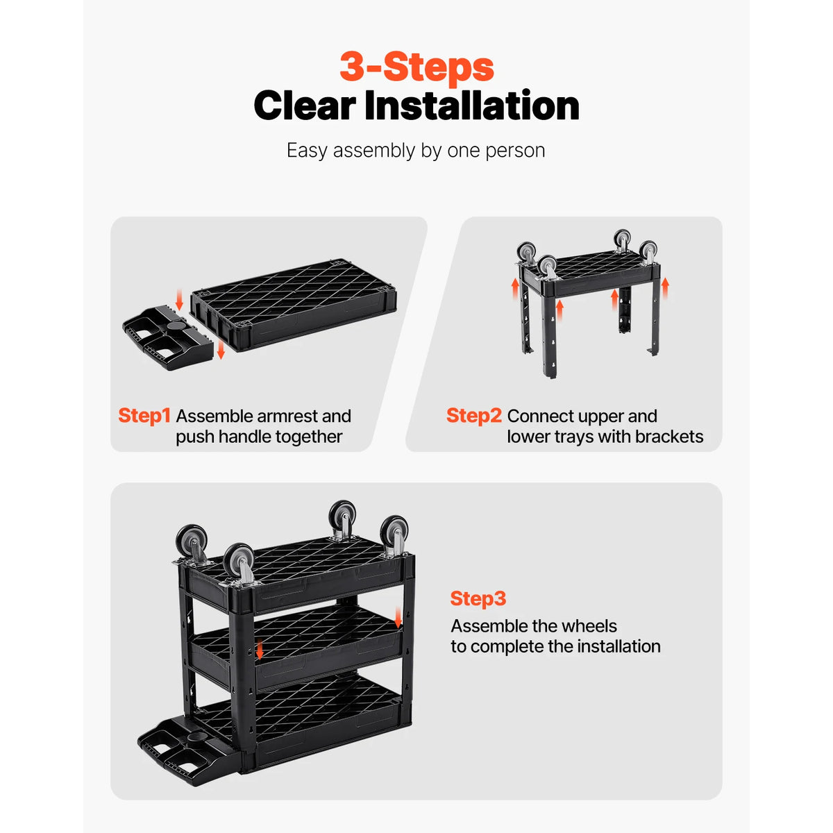Succebuy 2/3 Shelf Utility Service Cart Dolly 360