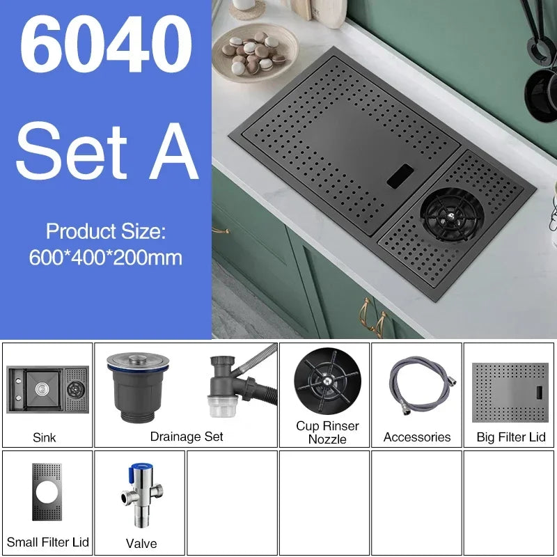Asras Nano Black Small Size Sink Cup Washer