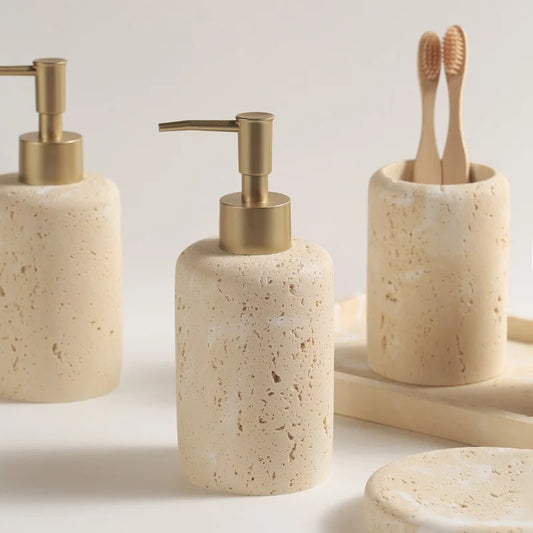 Travertine Soap Dispenser Soap Box Mouthwash Cup Tray