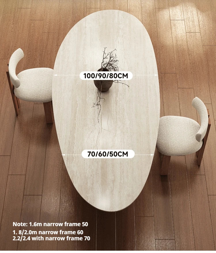 Any Size Custom Beige Travertine Teardrop Dining Table