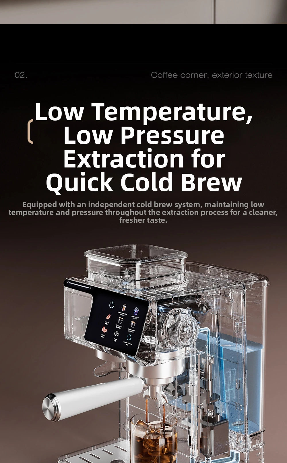 2-In-1 Cold & Coffee Maker Built-In Grinder &