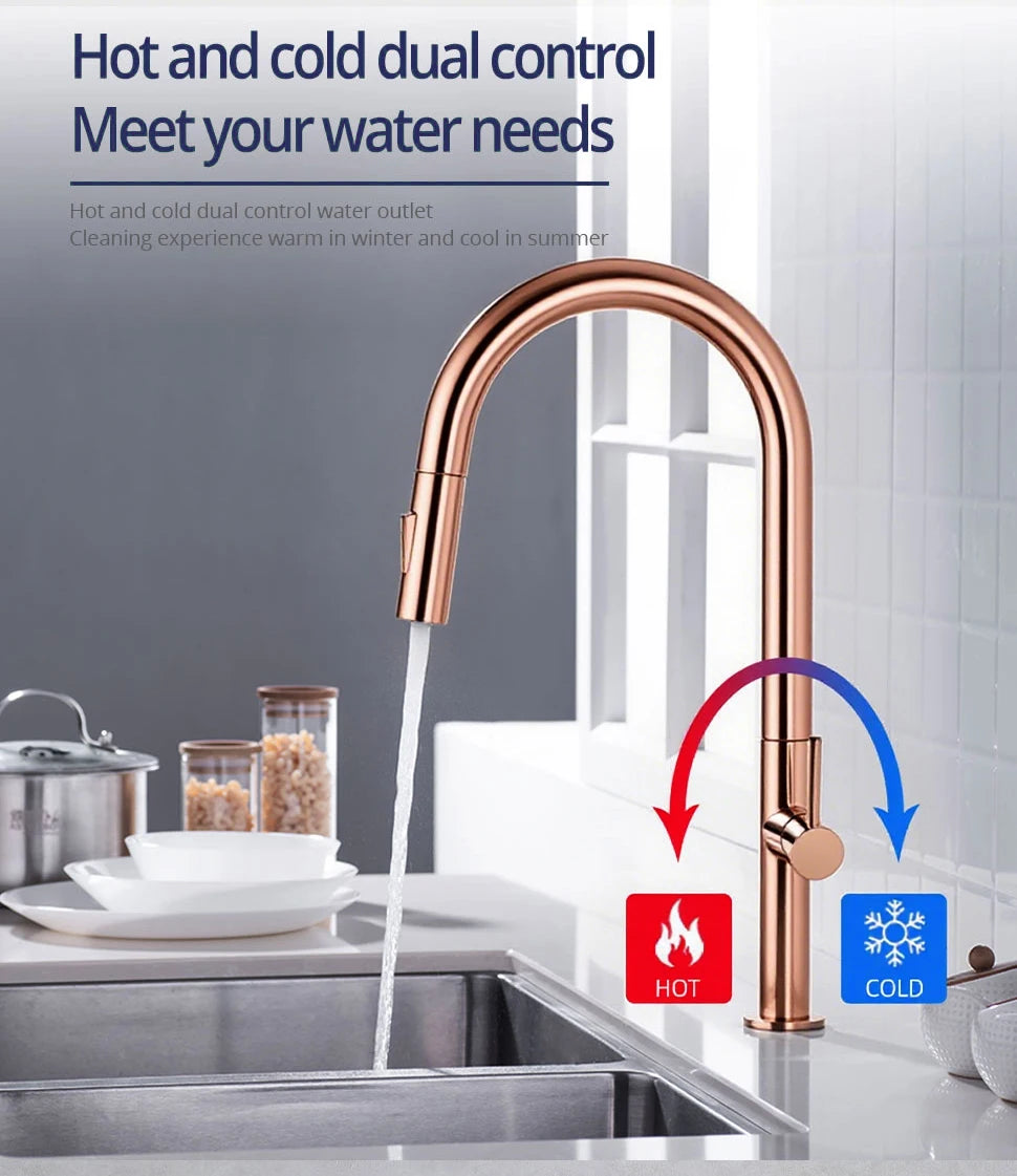 Brushed Rose Gold Faucet Pull Down Sprayer Handle