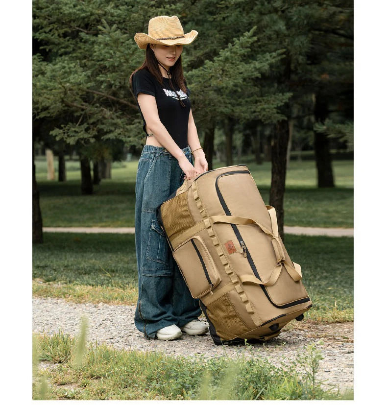 130l Wheeled Duffel Bag Waterproof Rolling Storage Bag