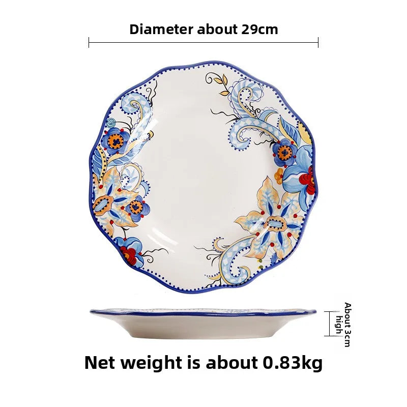 Hand Painted Ceramic Plate Creative Irregular Steak Dish
