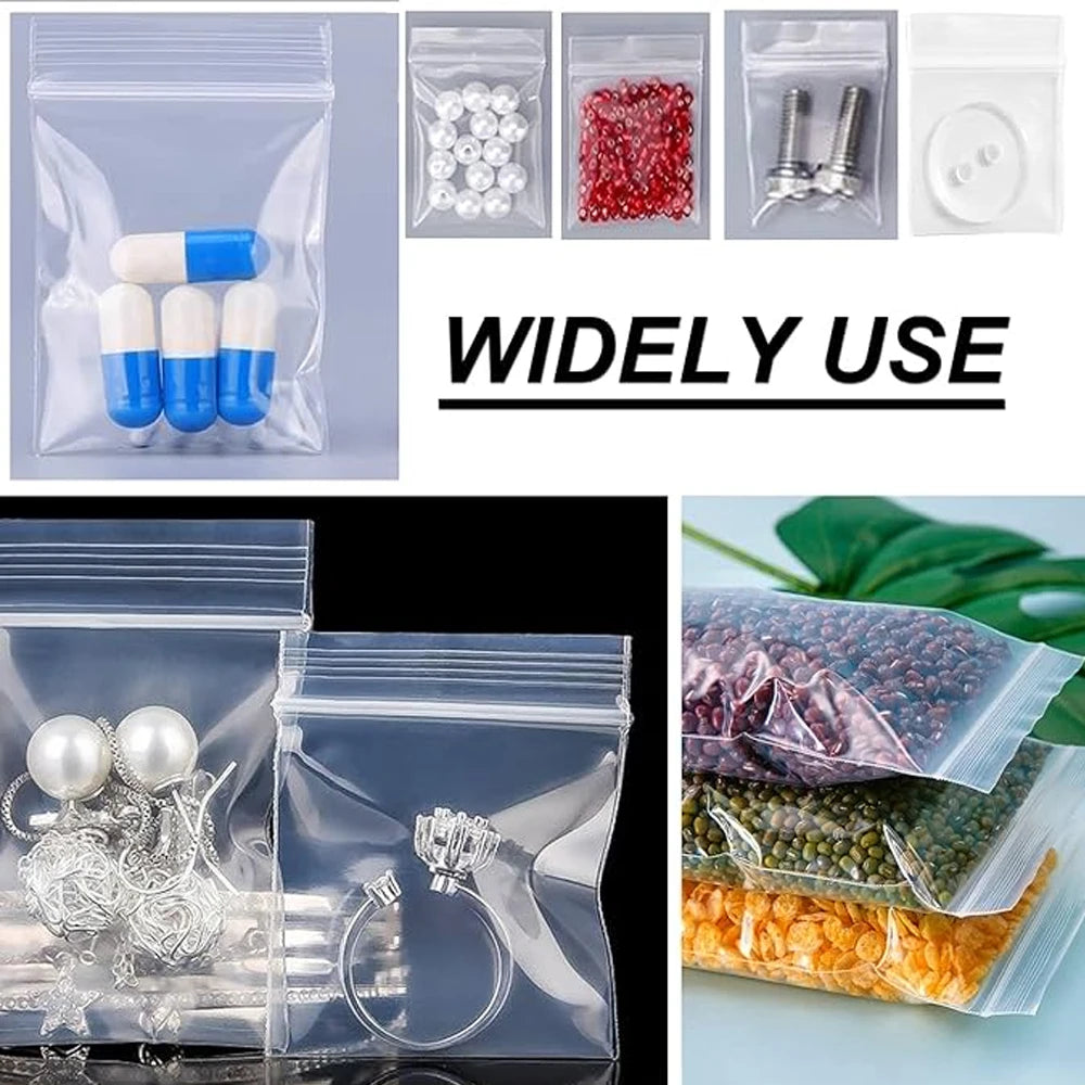 100-1000pcs Small Zip Lock Plastic Bags Transparent Plastic