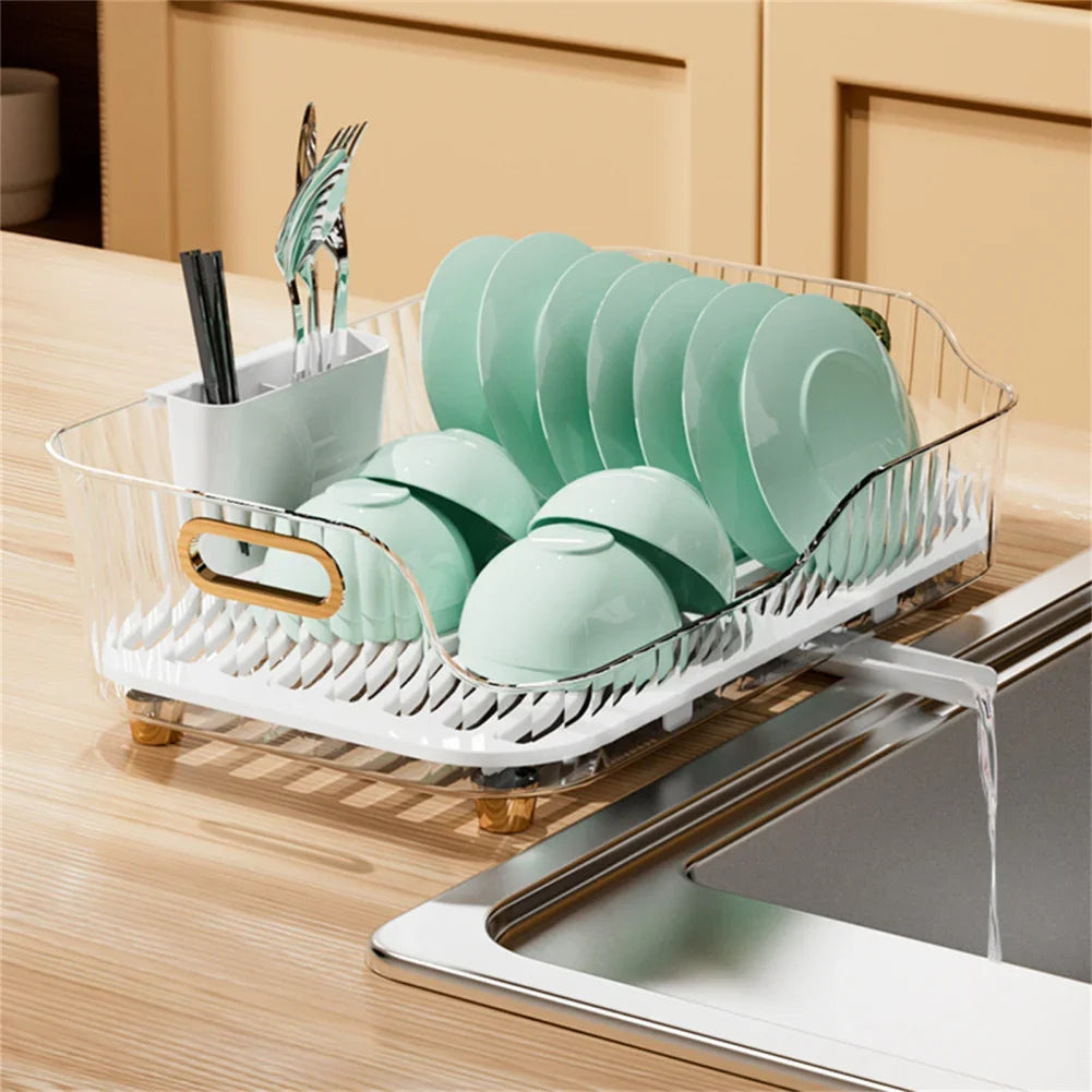 Dish Drying Rack Dish Drainer Removable Utensil Holder