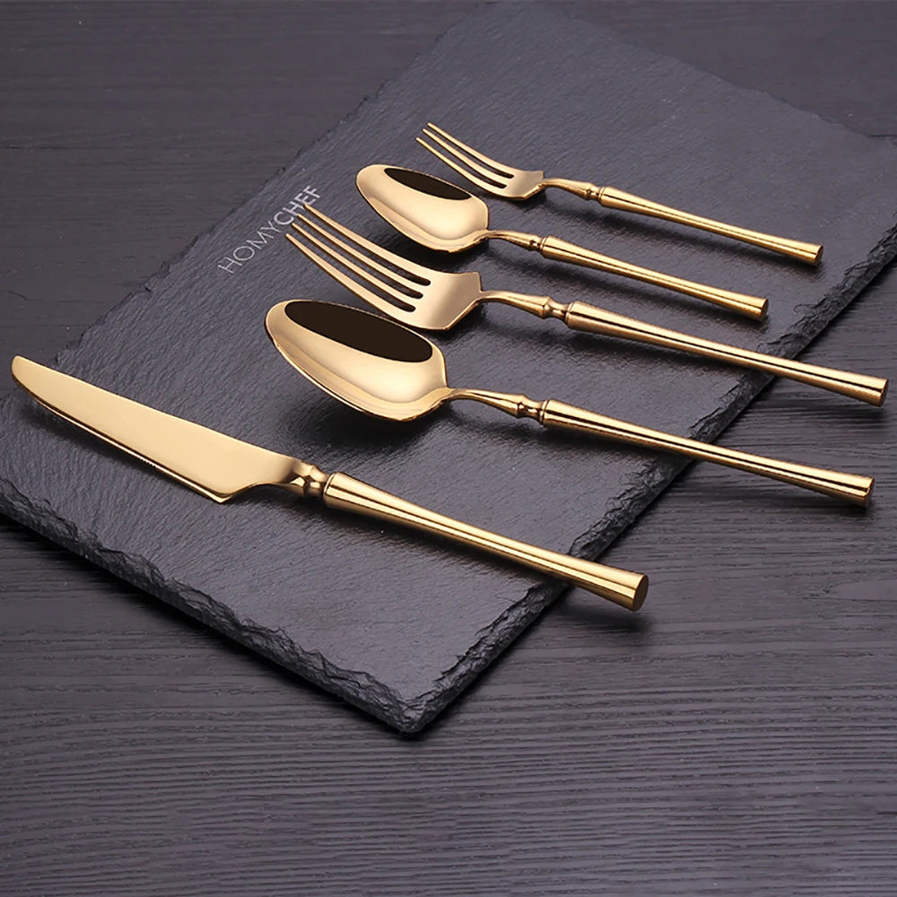 Pieces Knife Fork Spoon Gold Cutlery Complete Stainless