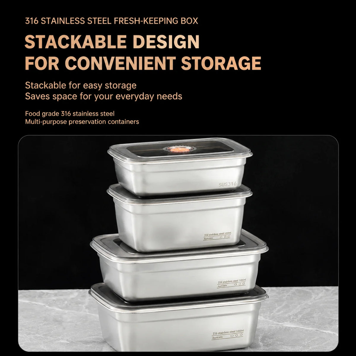 Fridge Storage Box 316 Stainless Steel Food Storage