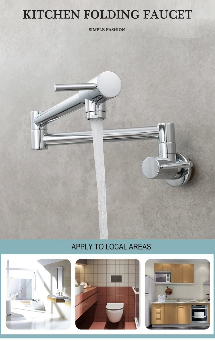 Brass Pot Filler Tap Wall Mount Foldable Faucet