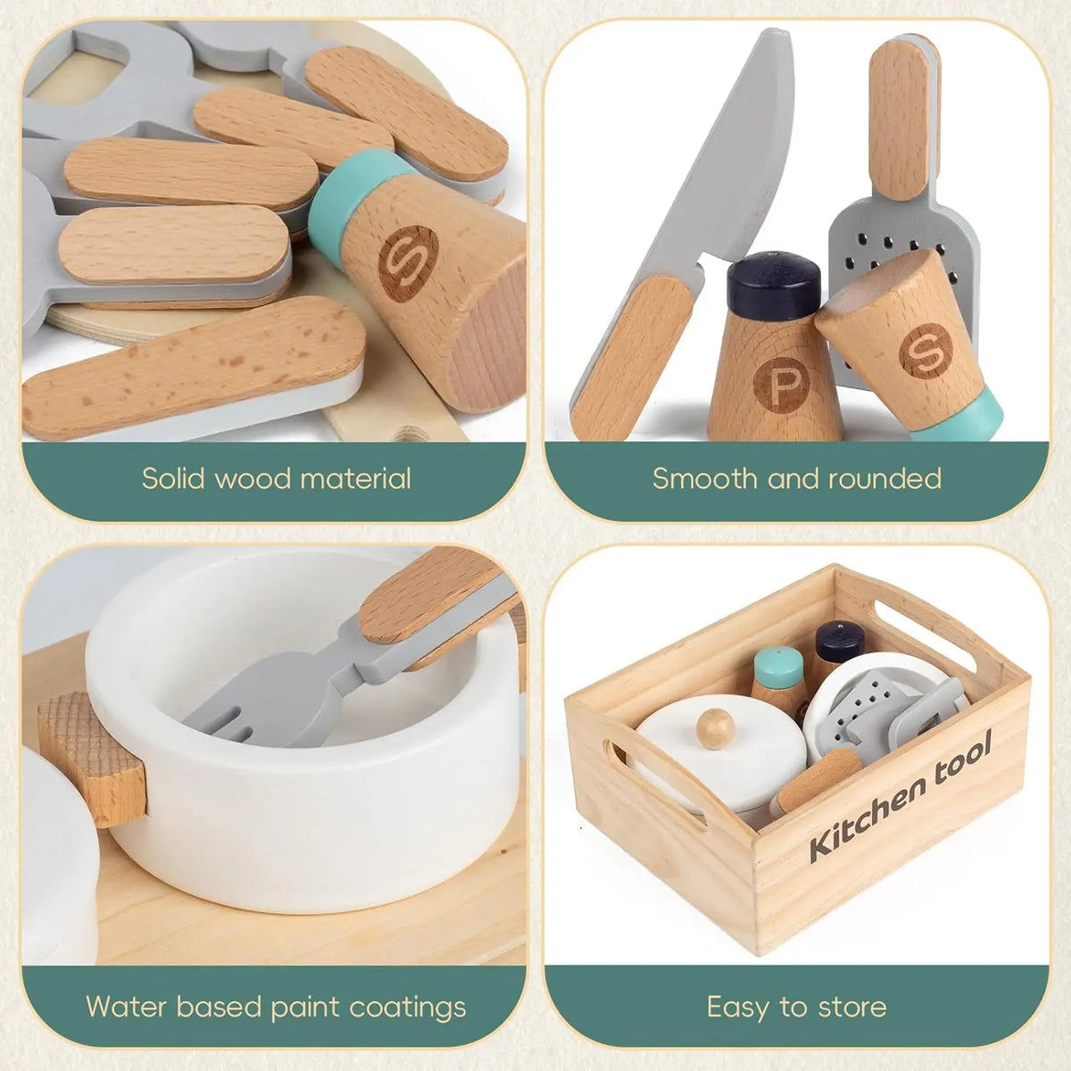 Wooden Pretend Play Toys Cutting Food Fruit Vegetable