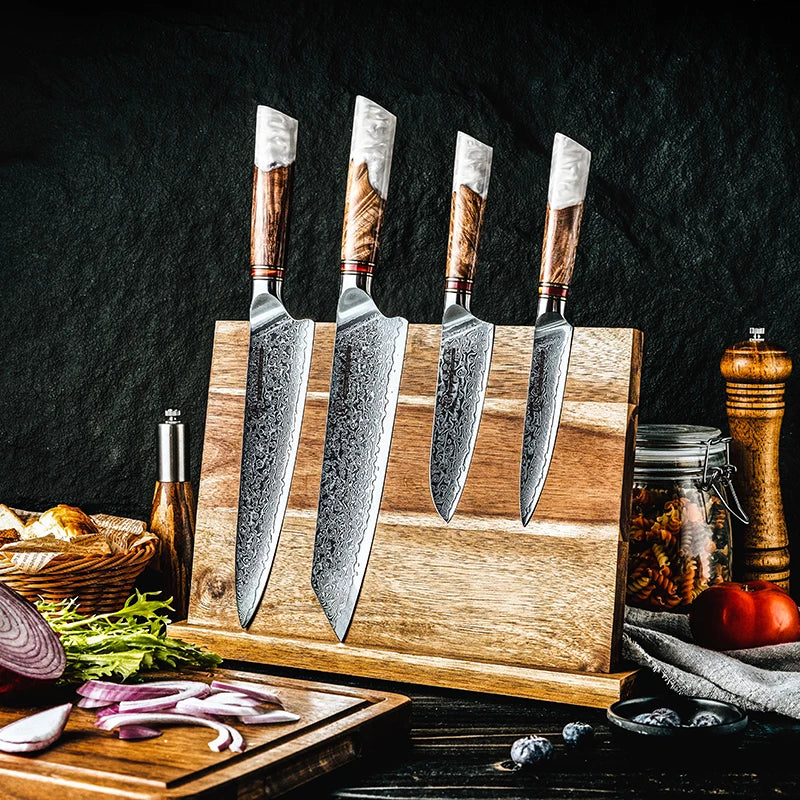 Grandsharp 1-4 Pieces Knife Damascus Steel 10cr15c0mov Steel