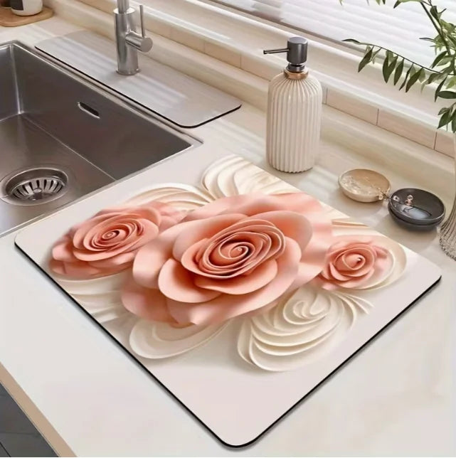 1pc Absorbent Bathroom Floor Mat Restroom Countertop Drainage
