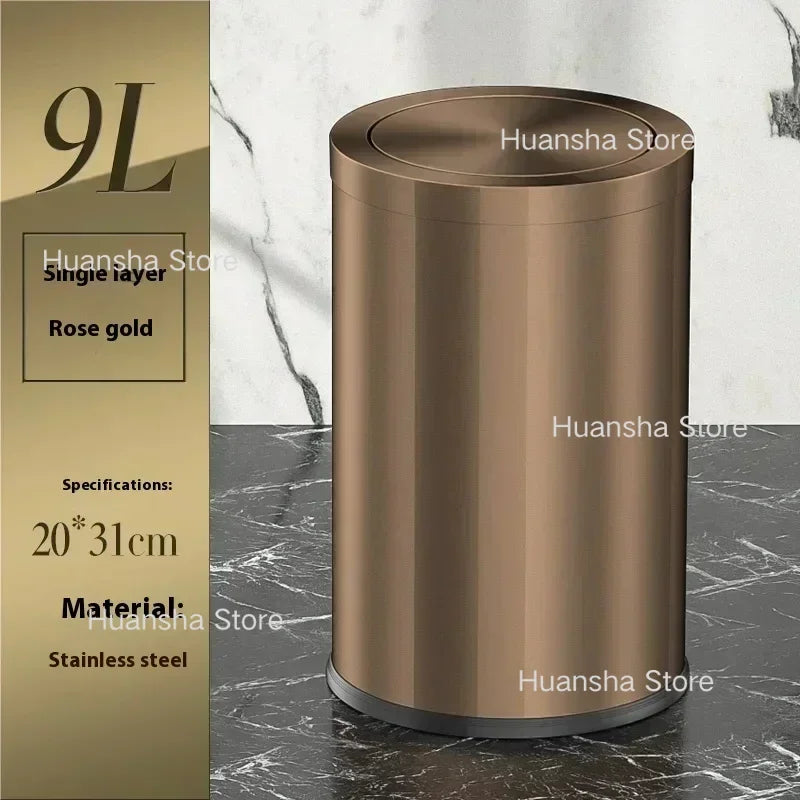 Stainless Steel Trash Can Gold Bathroom Bedroom Recycle