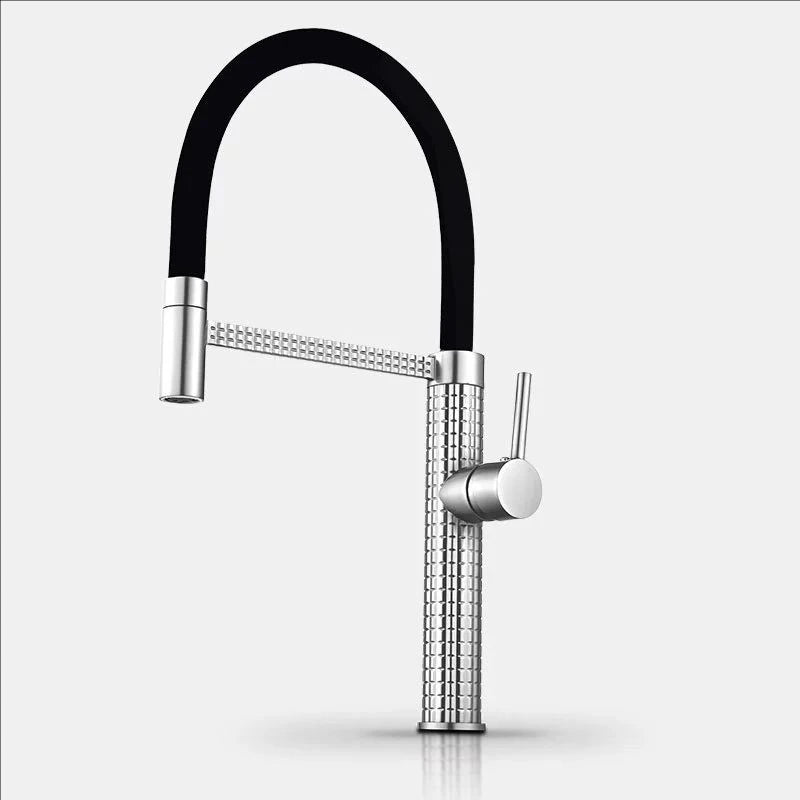 Black Spring Faucet Pull Down Handheld Shower Carved