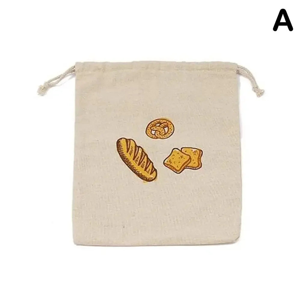 Reusable Drawstring Linen Bread Bags Large Washable Storage