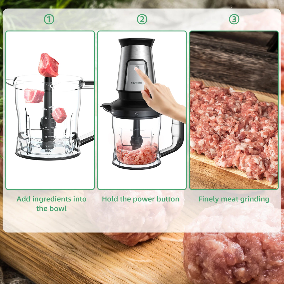Biolomix 3-In-1 Food Processor 700w Juicer Blender Personal