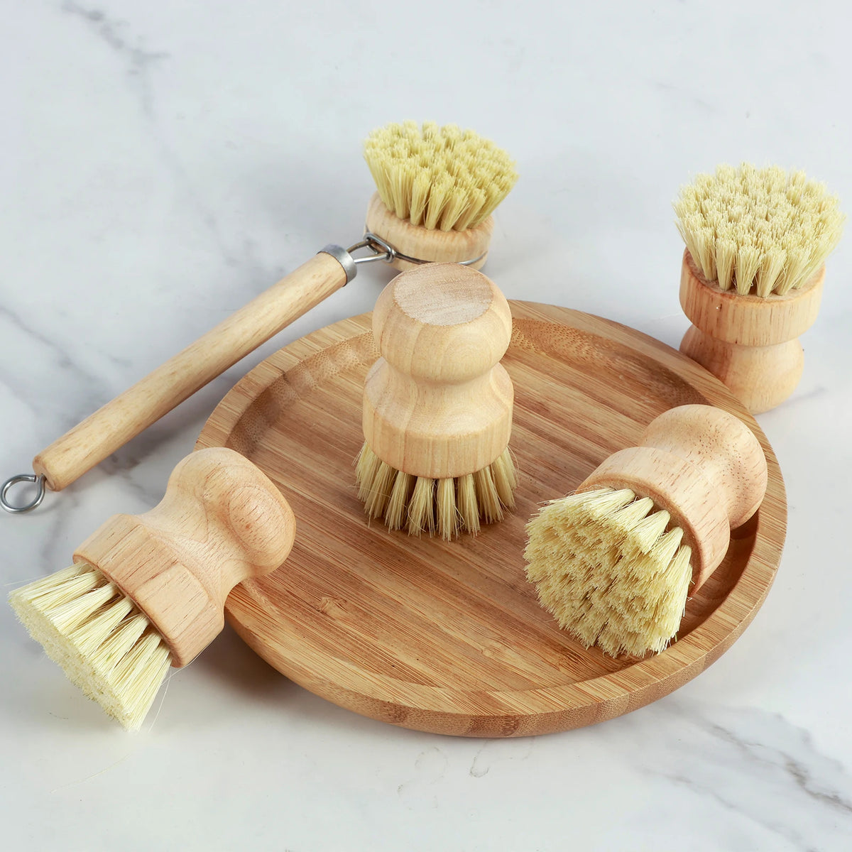 3/4/5/10pcs Bamboo Dish Scrub Brushes Replaceable Dish Brush