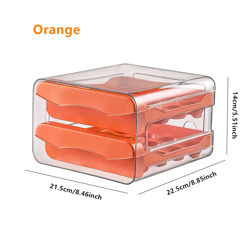 Double Layer Pull-Out Drawer Egg Holder Refrigerator Egg