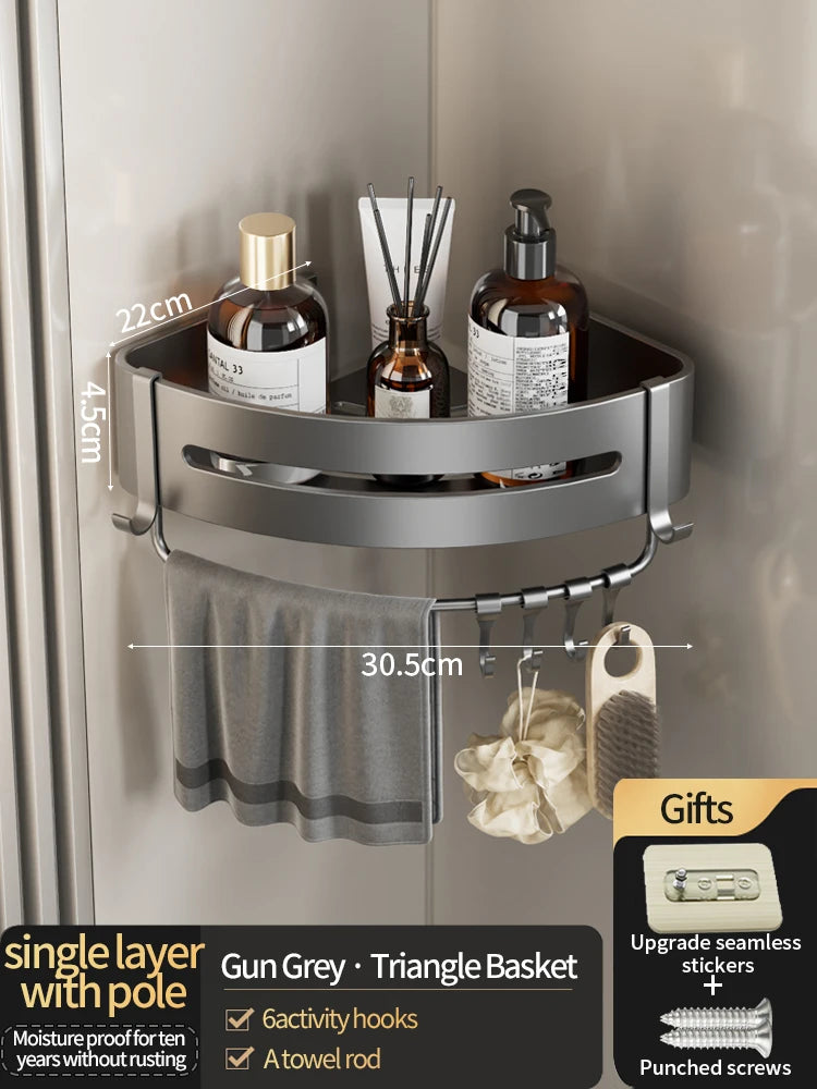 No Drill Sticker Walls Installation Aluminum Bathroom Shelf