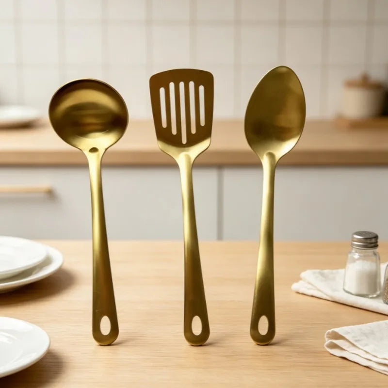 Gold Utensils Stainless Steel Cooking Cooking Spatula Slotted