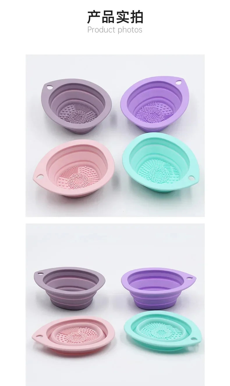 Silicone Makeup Brush Cleaner Folding Powder Puff Cleaning