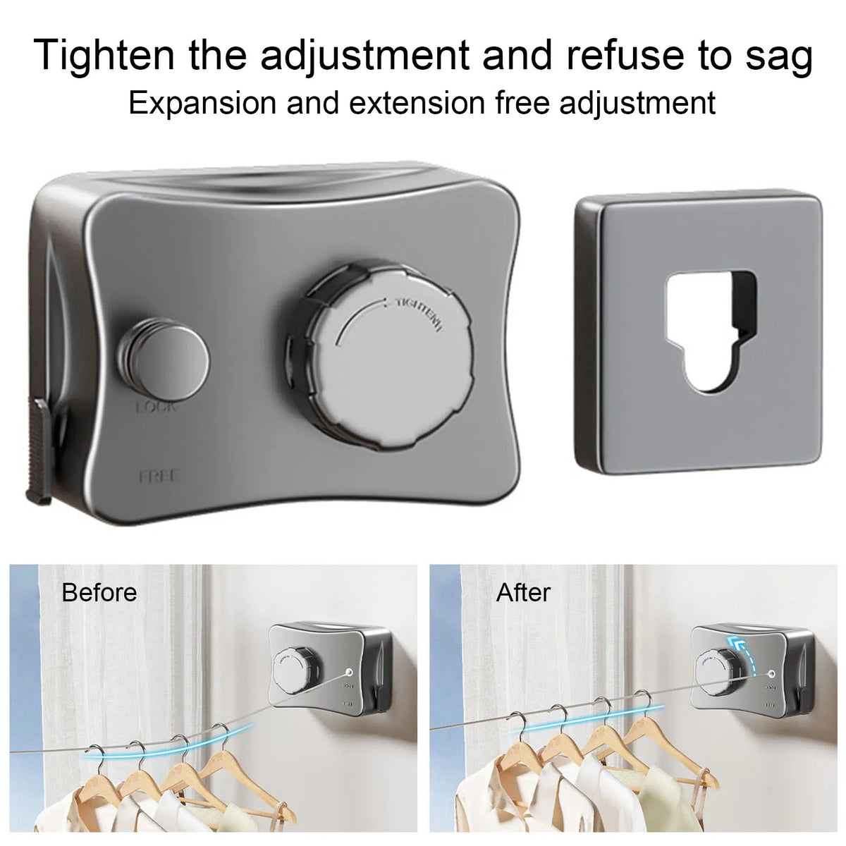 1m/4 2m Retractable Clothesline Stainless Seel Clothes-Drying