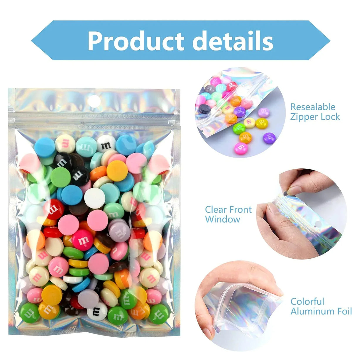500pcs Laser Ziplock Bag Necklace Earrings Jewelry Gift