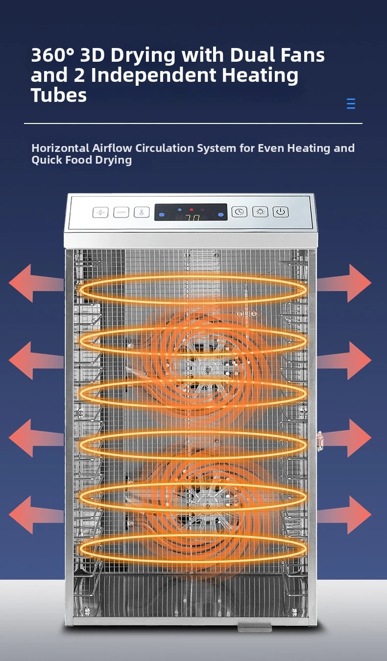 18-Tier Commercial Food Dehydrator Heavy-Duty Dryer Meat Fruits