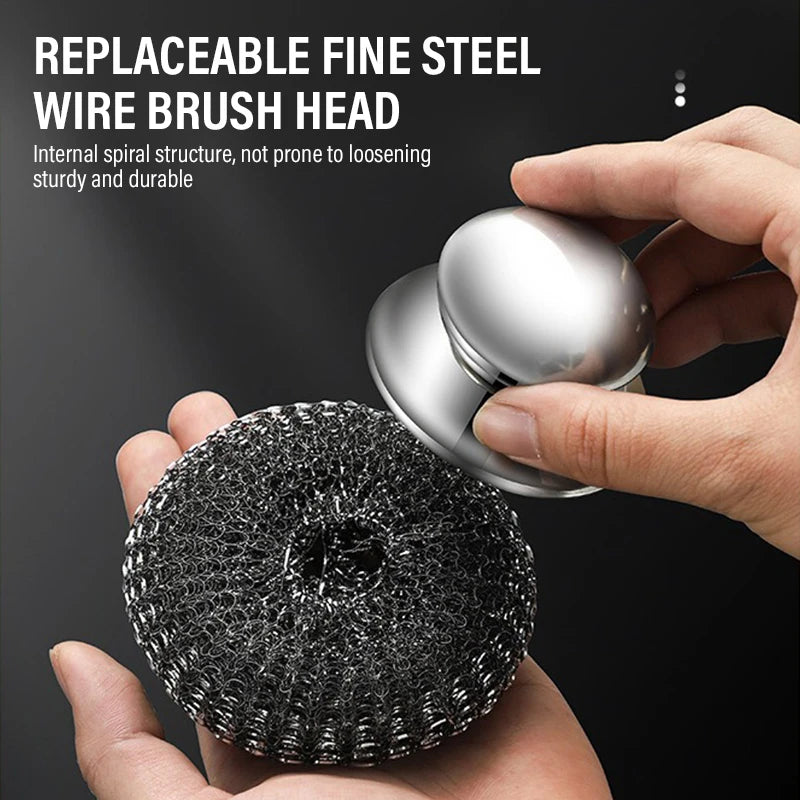 Stainless Steel Pot Brush Handle Metal Ball Dishwashing