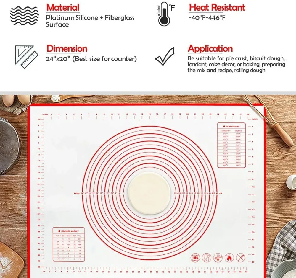 Silicone Baking Mat Kneading Pad Dough Mat Pizza