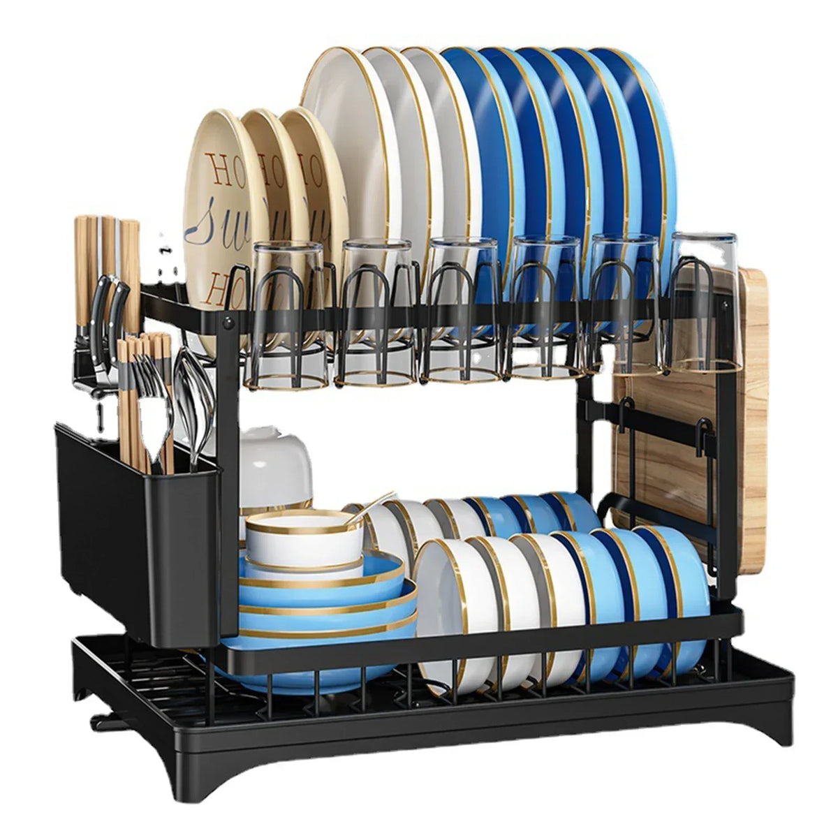 Space Saving Double Tier Dish Drying Rack Rust