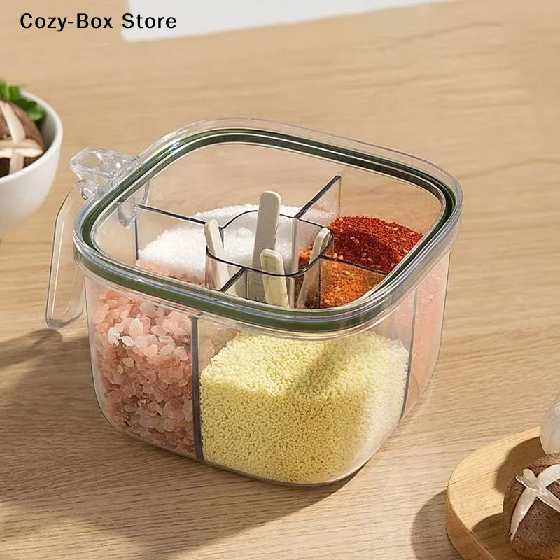 Grids Transparent Lid Spice Jar Seasoning Salt Pepper