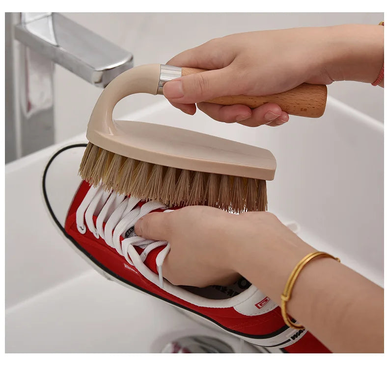 Wooden Handle Cleaning Brush Stiff Bristle Scrubber