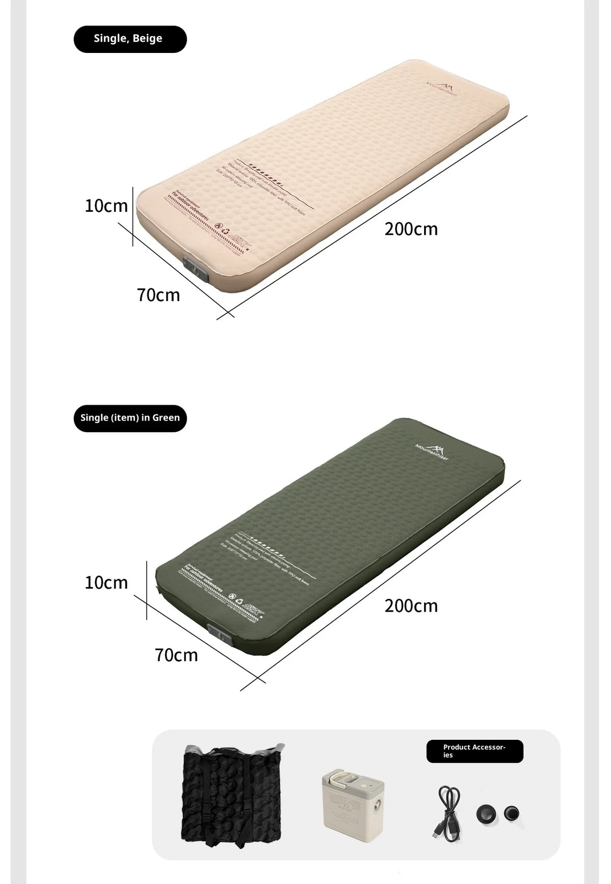 Newest Mountainhiker Inflatable Mattress Upgrade Edition 10cm