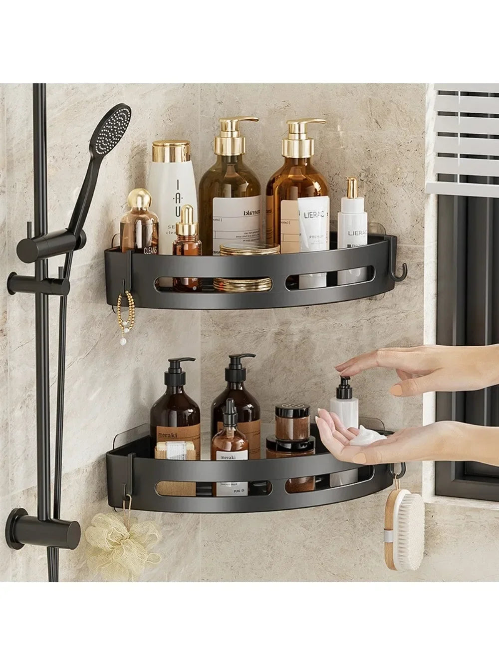 Bathroom Shelves Organizer No Punching Required Corner Shelf