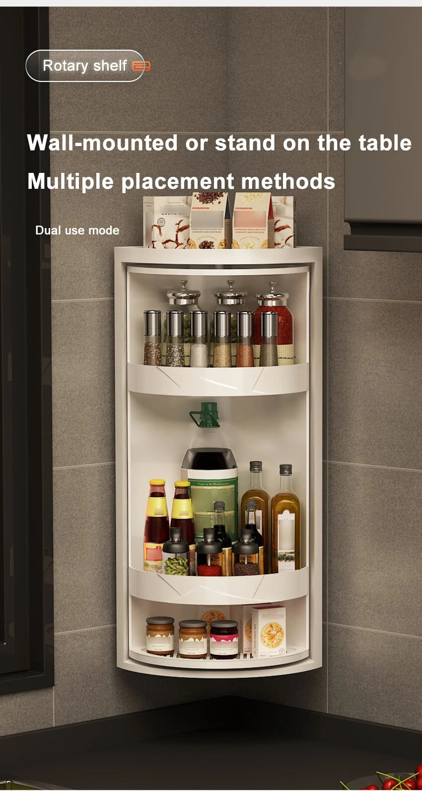 Rotatable Layered Adjustable Shelf Bottle Holder Condiment