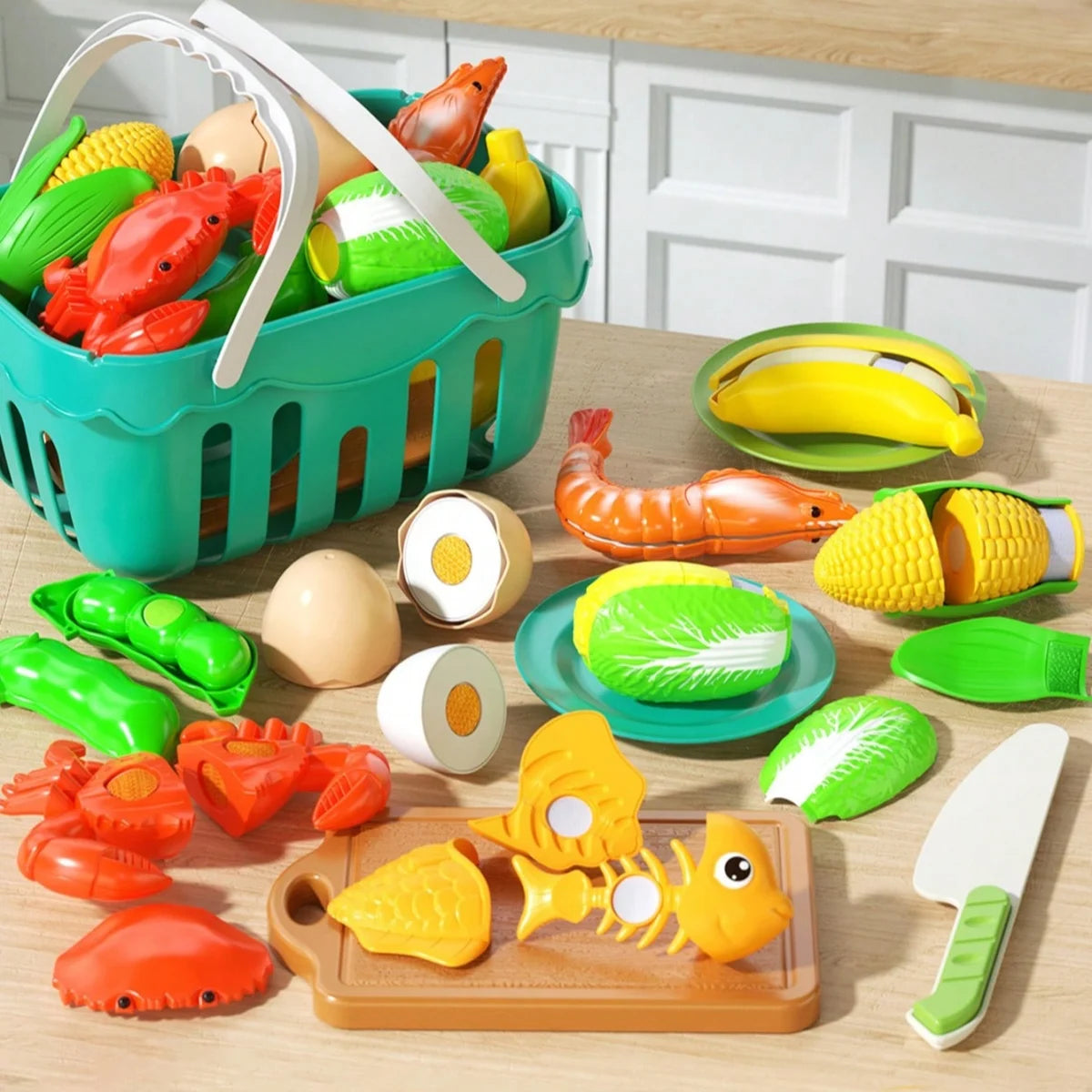 Cutting Play Food Toys Pretend Cooking Fruit &Vegetables&Fast