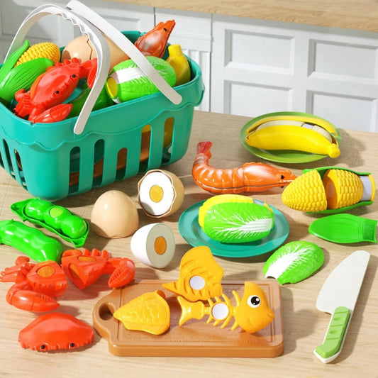 Cutting Play Food Toys Pretend Cooking Fruit &Vegetables&Fast