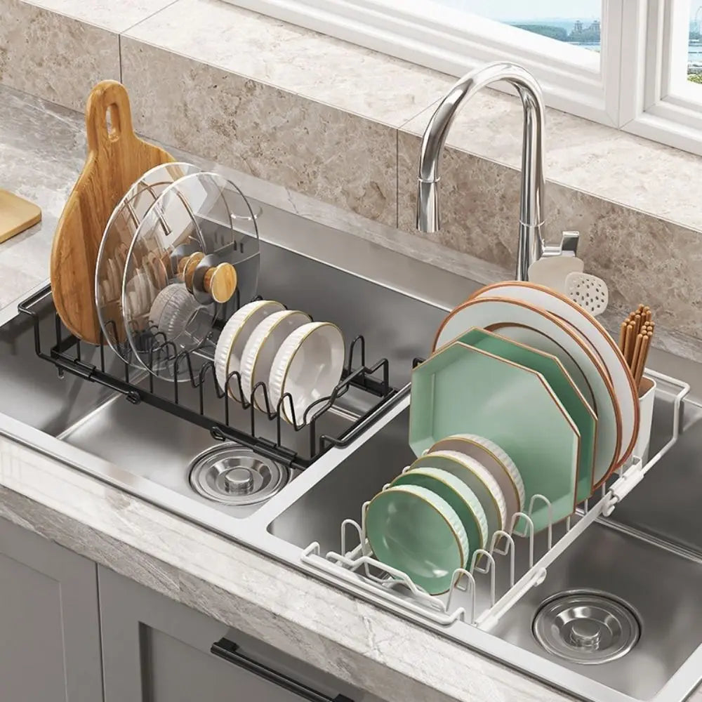 Non-Slip Expandable Dish Drying Rack Large Capacity Draining