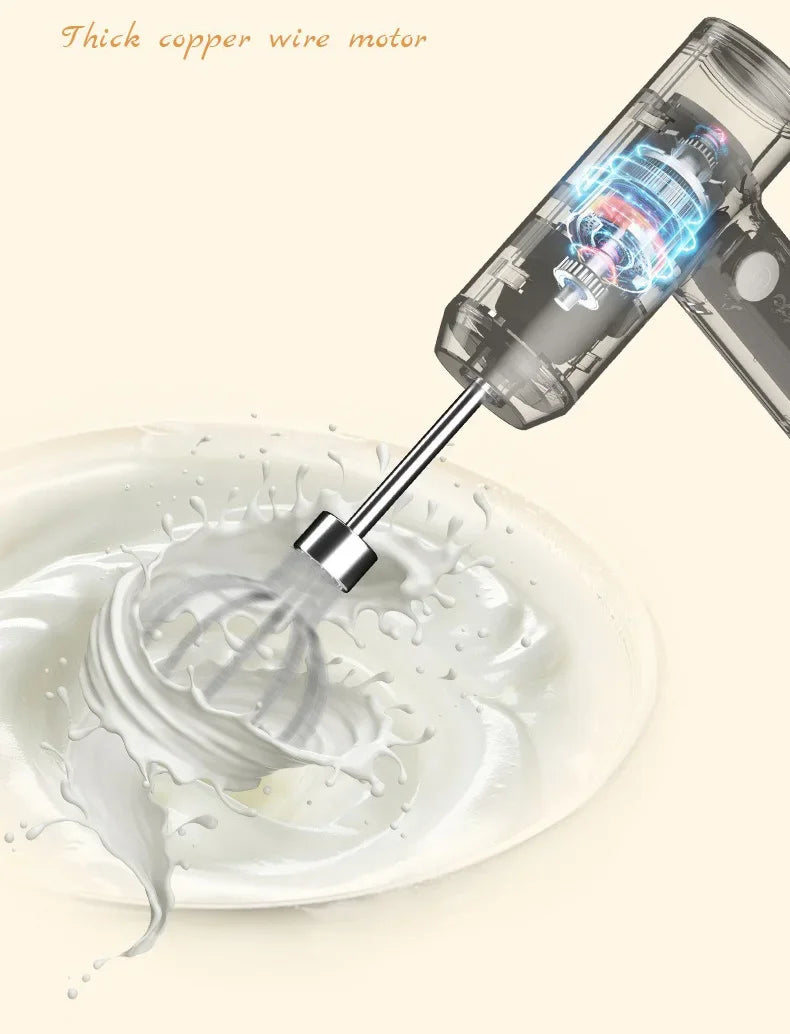 Electric Egg Beater Food Whisk Handheld Rechargeable Speeds